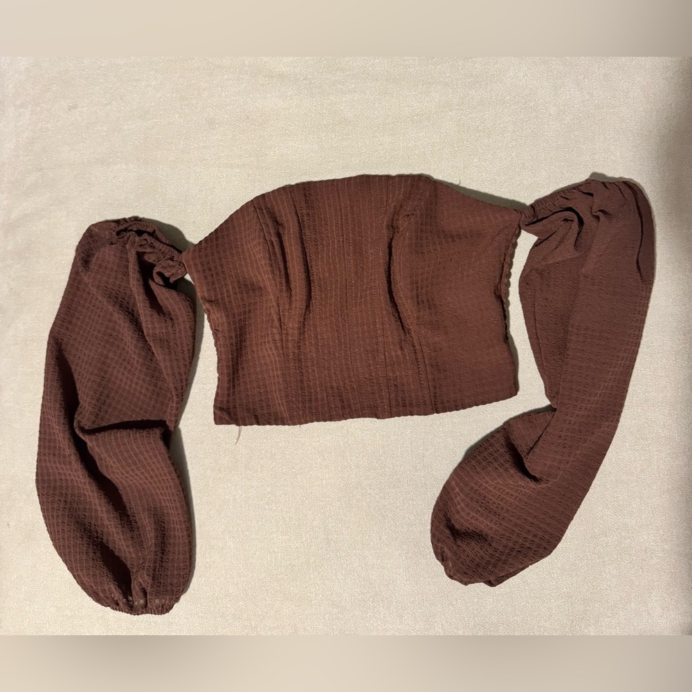 Brown Off-Shoulder Top